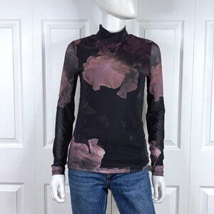 CONTEMPORAINE women's floral mesh sweater XS